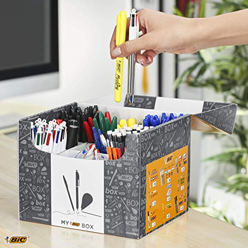 My BIC Box Caja de 124 productos de escritura – 75 bolígrafos, 24 portaminas, 8 cintas correctoras, 7 rotuladores, 8 rotuladores y 2 barras de pegamento blanco (21 g)