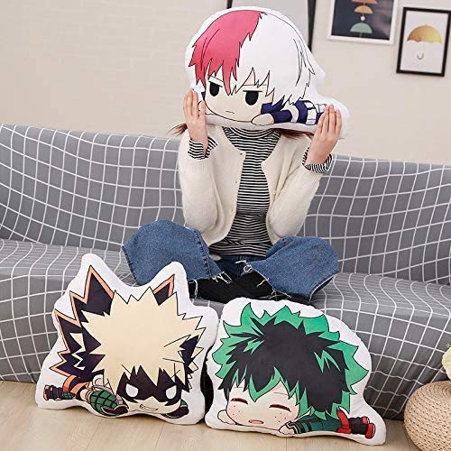 My Hero Academia Almohada Midoriya Izuku Boku Bakugou Katsuki Todoroki Shoto Peluche Anime Cojín de dibujos animados de la imagen de la almohada, juego de 3