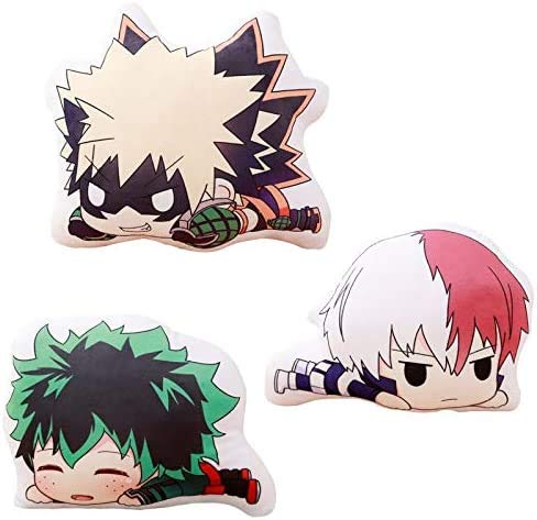 My Hero Academia Almohada Midoriya Izuku Boku Bakugou Katsuki Todoroki Shoto Peluche Anime Cojín de dibujos animados de la imagen de la almohada, juego de 3