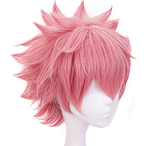 My Hero Academy Boku No Hero Academia Mina Ashido Peluca corta de onda natural rosa sintética para fiesta de Halloween