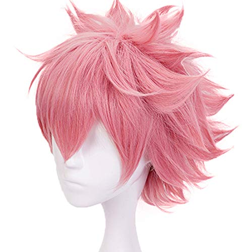 My Hero Academy Boku No Hero Academia Mina Ashido Peluca corta de onda natural rosa sintética para fiesta de Halloween