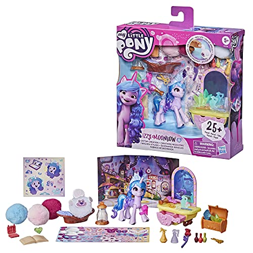 My Little Pony: A New Generation - Izzy Moonbow Escenarios mágicos - Poni Morado y 25 Accesorios