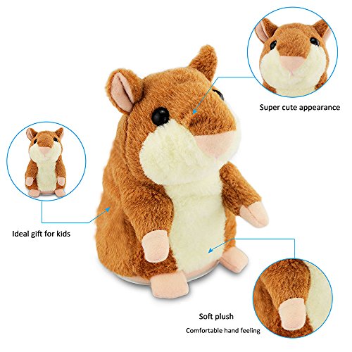 Mystery Hámster Hablando de Peluche - Repite lo Que Dices Talking Hamster Juguetes Divertidos Interactivo Animales Juguetes Cumpleaños/Reyes Magos para Niños Bebé 3 x 5.7 Pulgadas(A)