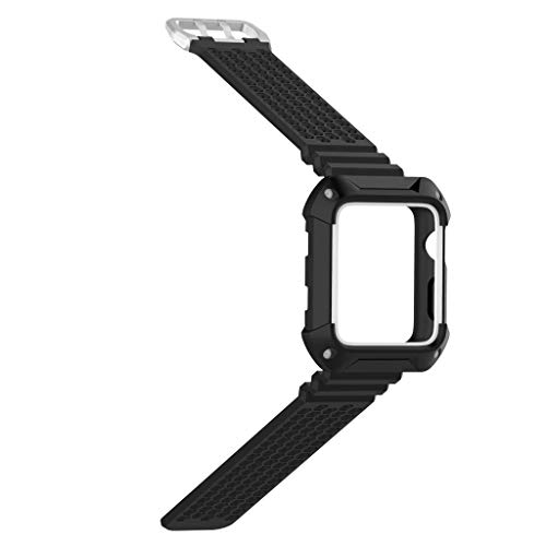 #N/A Correa De Silicona con Banda De Reloj Bicolor Y Marco De Movimiento para IWatch 1/2/3 - Negro + Blanco, 38mm