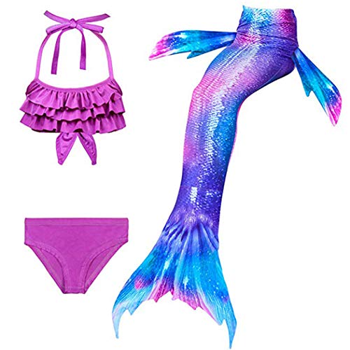 NAITOKE Niñas Cola de Sirena con Bikini para Fiesta de Natación Cosplay,DH54,120