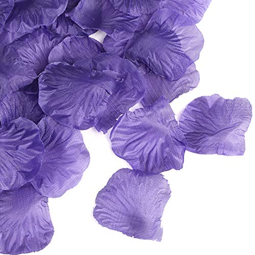 Naler 2000 Piezas de pétalos de Rosa Artificiales, pétalos de Flores Falsos de Seda para la decoración de Cosplay, Halloween, Navidad, Favor de la Boda, Confeti, dispersión de Mesa, púrpura