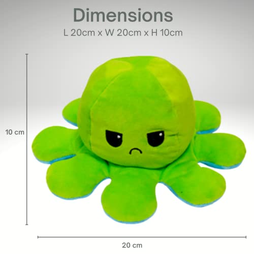 Nayble Pulpo reversible Plushie Cute Mood Emotion Happy Sad Pulpo Flip Pulpo Peluche (bebé-azul/verde)