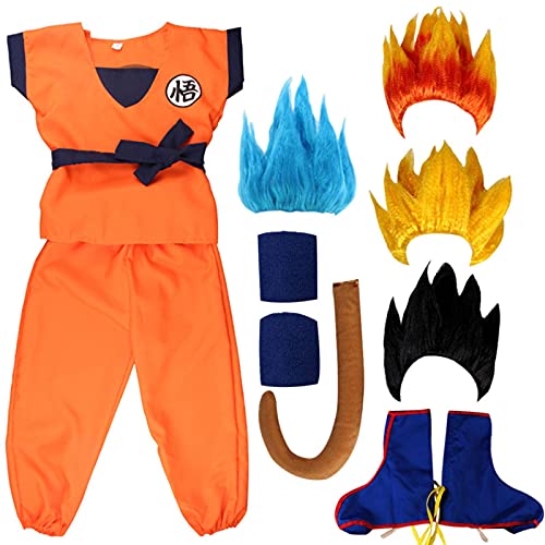 NC Trajes de Vacaciones Son Goku Carnivalanime Disfraces de Cosplay Top/Pantalón/Cinturón/Cola/Muñeca/Peluca para niños Adultos