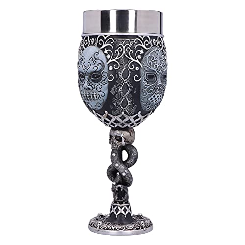 Nemesis Now Collectable Goblet Harry Potter Death Eater Mask Voldemort-Cáliz Coleccionable, Resina, Plateado Y Negro, 19.5cm