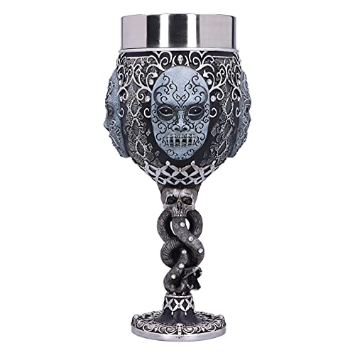 Nemesis Now Collectable Goblet Harry Potter Death Eater Mask Voldemort-Cáliz Coleccionable, Resina, Plateado Y Negro, 19.5cm