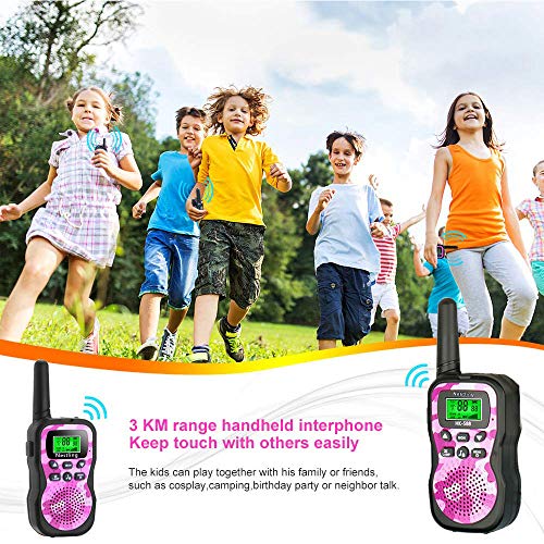 Nestling Walkie Talkie para niños, Camuflaje al Aire Libre, 8 Canales, Radio de 2 vías, Juguetes, Linterna LCD retroiluminada, Rango de 3 Millas para Actividades Infantiles (2pcs Rosa)