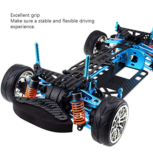 Neumático de goma RC, 4 neumáticos antideslizantes negros y llantas de plástico plateadas OD 65 mm/2,56 pulgadas Accesorios de coche RC Piezas de actualización para modelo de coche de carreras RC 1/10