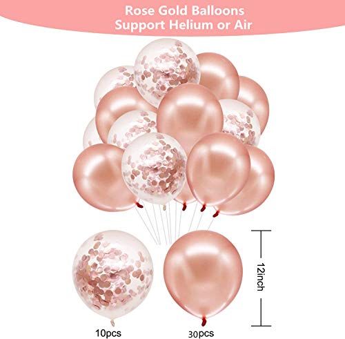 Newlemo Globos de Cumpleaños de Oro Rosa, Decoracion Cumpleaños 63 Piezas - Incluyen Pancarta de Globo de Feliz Cumpleaños, Globos Oro Rosa, Globo de Confeti, Globo de Lámina de Estrella