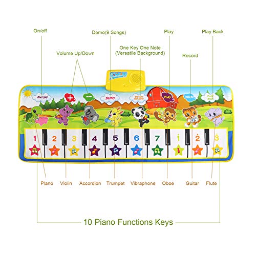 NEWSTYLE Alfombra Musical,Juguetes Niños 1 2 3 4 5 Años,Touch Alfombra Musical Teclado,Infantil Alfombra Piano con 8 Instrumentos,Educativo Juguete Regalo para Bebé Niños Niño Niña,100 x 36cm