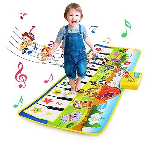 NEWSTYLE Alfombra Musical,Juguetes Niños 1 2 3 4 5 Años,Touch Alfombra Musical Teclado,Infantil Alfombra Piano con 8 Instrumentos,Educativo Juguete Regalo para Bebé Niños Niño Niña,100 x 36cm