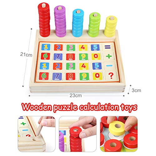 NEWSTYLE Juguetes Educativos 2 3 4 años Niños, Juguetes de Madera Montessori Bebe Tablero de Conteo Números Apilamiento Clasificación Matemática Aprendizaje de Juegos, Regalo de cumpleaños Navidad