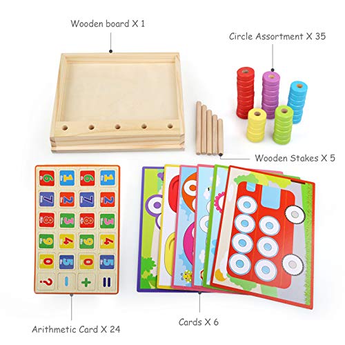 NEWSTYLE Juguetes Educativos 2 3 4 años Niños, Juguetes de Madera Montessori Bebe Tablero de Conteo Números Apilamiento Clasificación Matemática Aprendizaje de Juegos, Regalo de cumpleaños Navidad