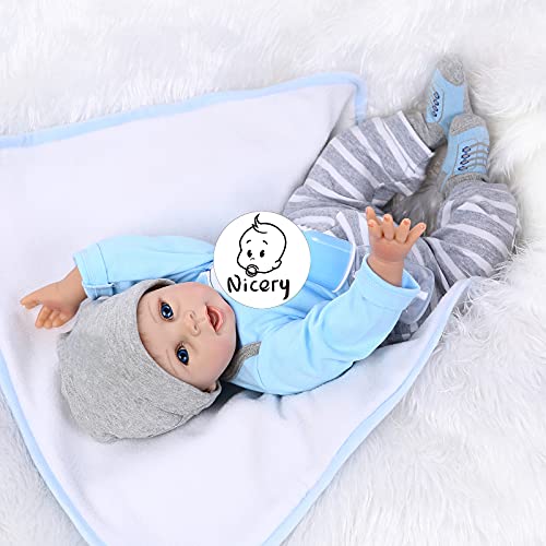 Nicery 22inch Renacido de la Reborn muñeca de Silicona Suave Vinilo 55cm magnética Boca Realista Chico Azul Perro Juguete Chica Reborn Baby Reborn Doll