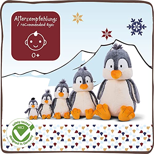 NICI 47262 Suave Juguete 20 cm, niños y bebés – Peluche Esponjoso para abrazar y Jugar – Tiernos pingüinos de la colección de Invierno, Gris/Blanco, Color