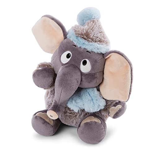 NICI 47272 Suave 25 cm – Peluches, niños y bebés – Esponjoso Animal de Relleno para abrazar y Jugar – Tiernos Elefantes de la colección de Invierno, Gris/Azul, Color