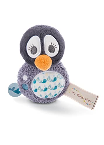 NICI- Agarrador con Sonajero Pingüino Watschili 12cm, Color Gris (46587)