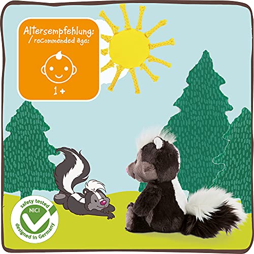 NICI Chiala la tierna 20cm – Mofetas, niños y bebés – Peluches Esponjoso para abrazar y Jugar – Juguetes Suaves para Mascotas – Colección Forest Friends, Color Negro/Gris, 20 cm (47338)