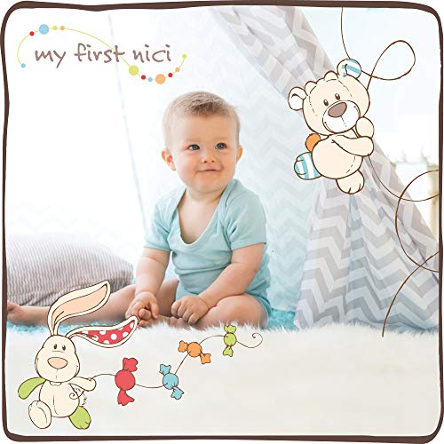 NICI Manta de Seguridad con diseño de dragón Little Prinz, 25 x 25 cm, a Partir de 0 Meses, para bebés y niños pequeños, Peluche para bebé y Chupete, Color Azul/Verde (46734)