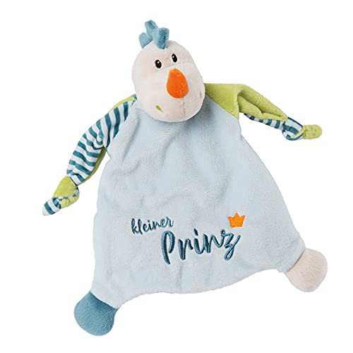 NICI Manta de Seguridad con diseño de dragón Little Prinz, 25 x 25 cm, a Partir de 0 Meses, para bebés y niños pequeños, Peluche para bebé y Chupete, Color Azul/Verde (46734)