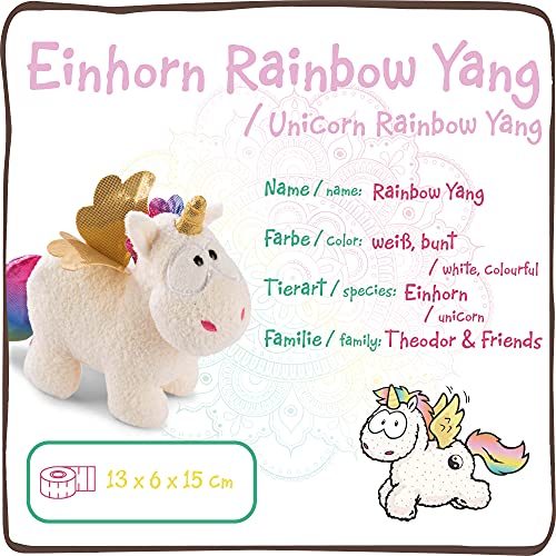 NICI tierno Yang 13 cm – Juguetes de Criaturas místicas, niños, bebés y Amantes de los Animales de Peluche, Unicornios esponjosos para abrazar y Jugar, Color Blanco/Multicolor (47375)