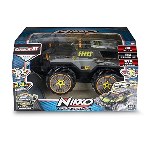 Nikko 10221 VaporizR XT - Coche teledirigido (15 km/h, batería LiFePo4, Resistente al Agua, Barro, Nieve, para niños a Partir de 6 años y Adultos, 30 cm), Color Gris