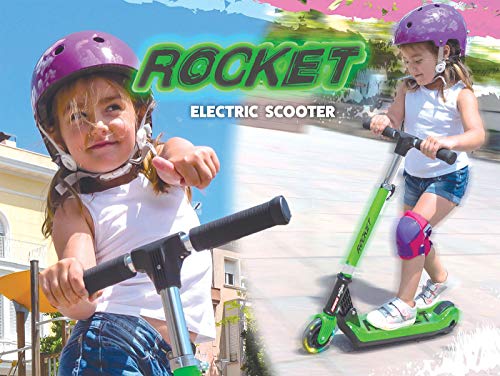 Ninco NH33006 Wheels E-Scooter JR Rocket Green Patinete eléctrico plegable para niños. +6 años, color, verde