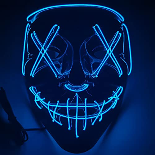 Ninevi mascaras de terror ,LED Máscaras Carnaval,mascarilla azul fiesta para Carnival Navidad Halloween Cosplay Grimace Festival Fiesta Show Mascarada