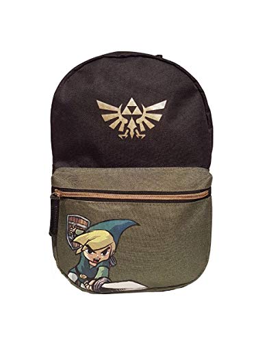 Nintendo Legend Of Zelda Legend Of Zelda Black Woods Boys Backpack, Unisex, Black/Green Mochila infantil 41 centimeters 20 Verde (Green)