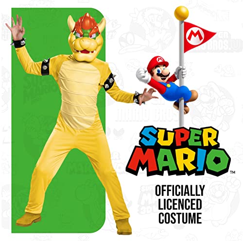 Nintendo Personajes de Videojuegos: Disfraz Deluxe de Bowser Super Mario para niños - Talla L