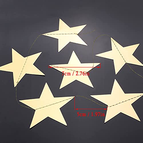 NITAIUN 65 Pies Guirnalda de Papel de Estrellas, Guirnalda Estrella Colgante, Guirnalda de Papel Decoración Estrella Papel Decoracion de Colgante para Fiesta Festival Boda Cumpleaños (Dorado)