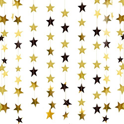 NITAIUN 65 Pies Guirnalda de Papel de Estrellas, Guirnalda Estrella Colgante, Guirnalda de Papel Decoración Estrella Papel Decoracion de Colgante para Fiesta Festival Boda Cumpleaños (Dorado)