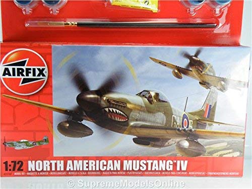 North American Mustang Iv A55107 1/72Nd Airfix Kit + Paints/Brushes T3412Z by Supreme Models Online