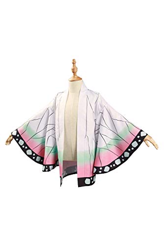 NoryNick Kamado Tanjirou Cosplay Traje Kimono Abrigo Halloween Carnaval Alto 110CM-150CM, Kochou Shinobu, S