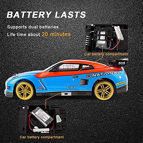 Nsddm Coche RC Gran tamaño Escala 1/10, Coche Carreras Deriva Velocidad de 70 km/h, Vehículo teledirigido eléctrico 2.4G 4WD Hobby Toy Car Drift Toy Vehicle para Adultos niños con 2 Pilas