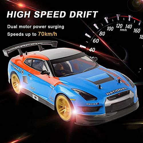 Nsddm Coche RC Gran tamaño Escala 1/10, Coche Carreras Deriva Velocidad de 70 km/h, Vehículo teledirigido eléctrico 2.4G 4WD Hobby Toy Car Drift Toy Vehicle para Adultos niños con 2 Pilas