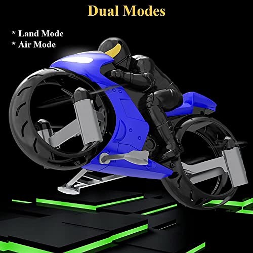 Nsddm Moto de Vuelo, Modos Dual Land Air Motorbike Creative Control Remoto Motorbike 2. 4g RC Mini Drone Toy Stunt Motorbike con Rollover de 360 ​​° y DIRIGIÓ Efecto de luz (Color : Azul)