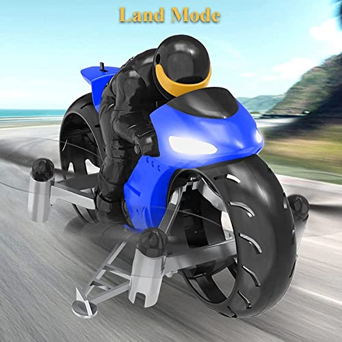 Nsddm Moto de Vuelo, Modos Dual Land Air Motorbike Creative Control Remoto Motorbike 2. 4g RC Mini Drone Toy Stunt Motorbike con Rollover de 360 ​​° y DIRIGIÓ Efecto de luz (Color : Azul)