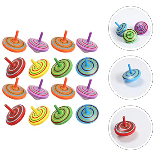 NUOBESTY Madera Gyro Juguete Gyroscopios de Madera Juguete Spinning Top Juguete Colorido Pintado Spinning Tops para Niños Pequeños Color Aleatorio 16Pcs