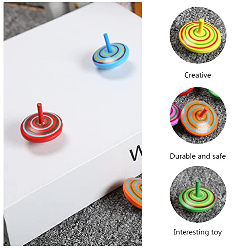 NUOBESTY Madera Gyro Juguete Gyroscopios de Madera Juguete Spinning Top Juguete Colorido Pintado Spinning Tops para Niños Pequeños Color Aleatorio 16Pcs