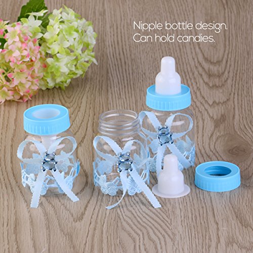 NUOLUX 12pcs Feeder Style Candy Bottle Gift Box Baby Shower Favors (Blue)