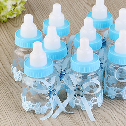 NUOLUX 12pcs Feeder Style Candy Bottle Gift Box Baby Shower Favors (Blue)