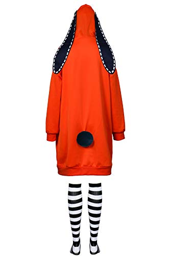 NUWIND Anime Cosplay Disfraz Halloween Yomoduki Runa Naranja Conejo Masquerade Trajes Adultos Mujeres Sudadera con Capucha Abrigo con Calcetines, naranja, XL