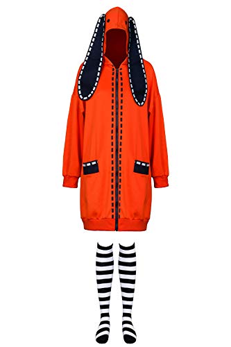 NUWIND Anime Cosplay Disfraz Halloween Yomoduki Runa Naranja Conejo Masquerade Trajes Adultos Mujeres Sudadera con Capucha Abrigo con Calcetines, naranja, XL