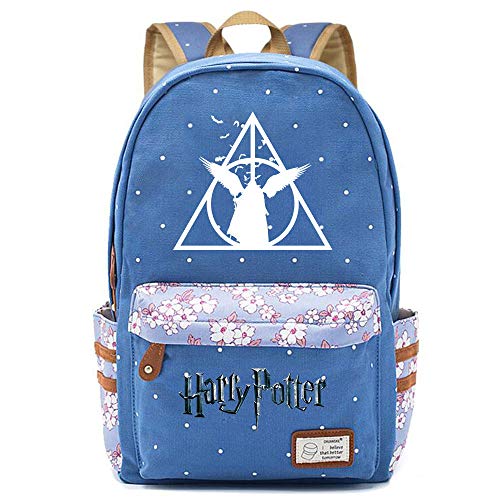 NYLY Chicas Mochila Floral Mujeres Moda de Compras de Viaje Mochila portátil Casual Daypacks, Harry Potter Las Reliquias de la Muerte Bolsa de Reliquias L (Azul) Estilo-5