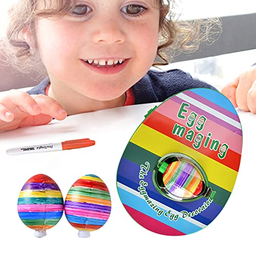 NZXVSE Spinner de huevo de conejo de Pascua, kit de decoración de huevos de Pascua eléctrico, máquina de pintura de huevos de Pascua con 8 marcadores y 3 huevos para niños y adultos, sin luz y música